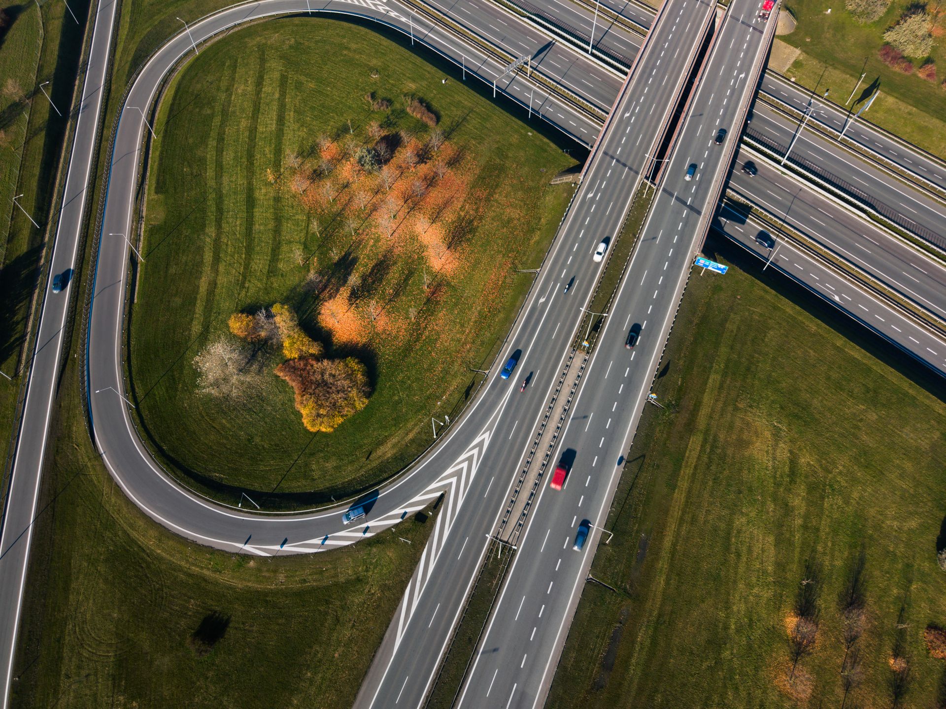 Autostrada w Europie Środkowej z lotu ptaka